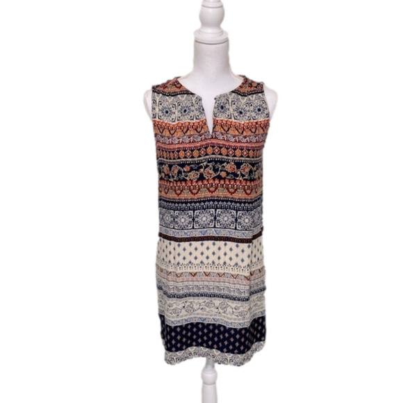 Beach lunch lounge boho patterned sleeveless dress - Picture 1 of 8